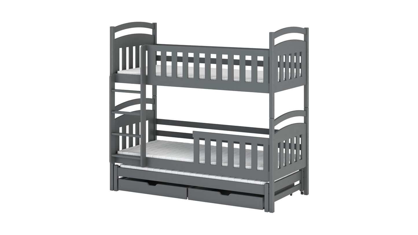 Viki Wooden Bunk Bed with Trundle and Storage