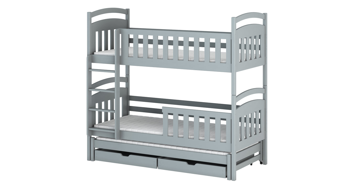 Viki Wooden Bunk Bed with Trundle and Storage