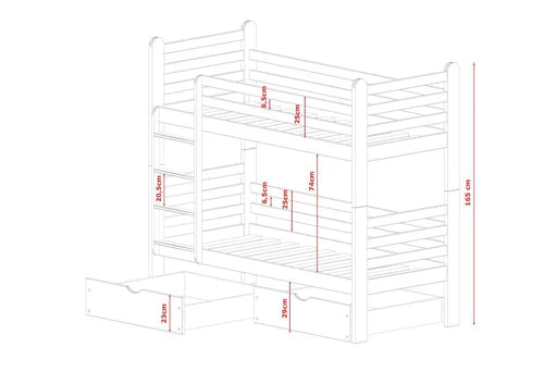 Patryk Wooden Bunk Bed with Storage