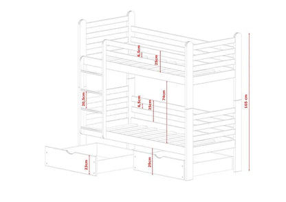 Patryk Wooden Bunk Bed with Storage