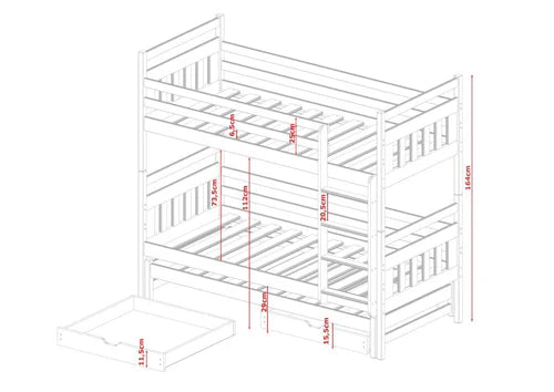 Seweryn Wooden Bunk Bed with Trundle and Storage