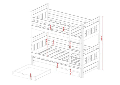 Seweryn Wooden Bunk Bed with Trundle and Storage