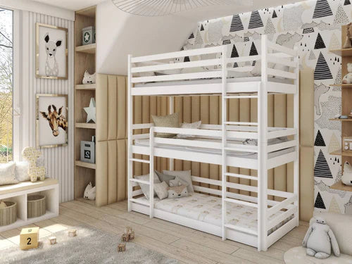Ted Wooden Triple Bunk Bed in White