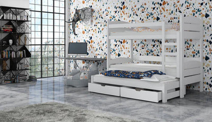 Cezar Wooden Bunk Bed with Trundle and Storage