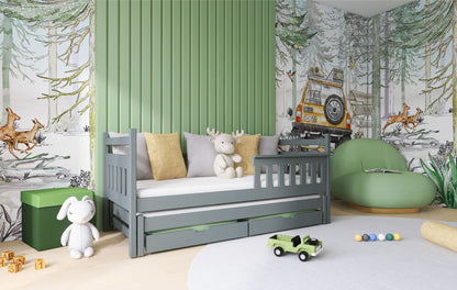 Dominik Wooden Bed with Trundle and Storage