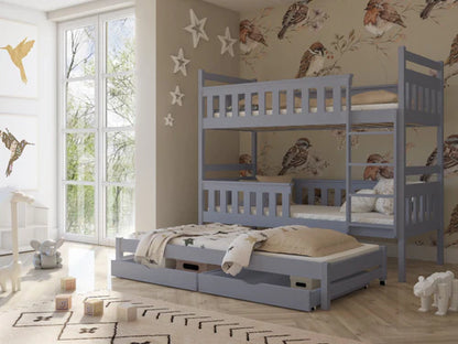 Kors Wooden Bunk Bed with Trundle and Storage