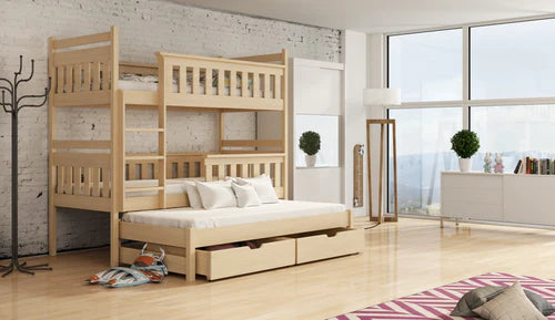 Kors Wooden Bunk Bed with Trundle and Storage
