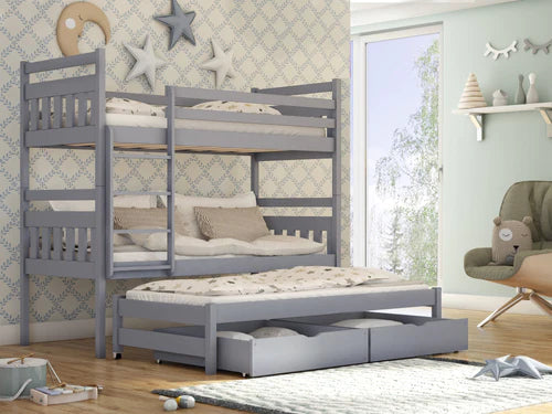 Seweryn Wooden Bunk Bed with Trundle and Storage
